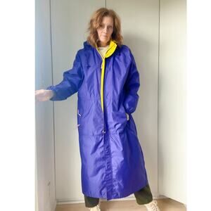 Vintage Woolrich Windbreaker Jacket Travel Purple/ Yellow Full Length Large